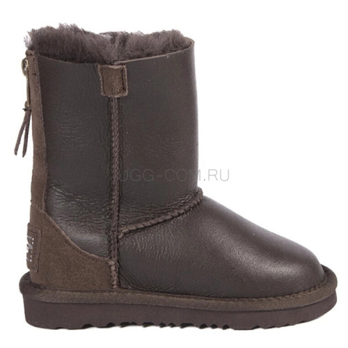 Kids Zip Metallic Chocolate