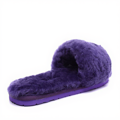 Меховые домашние тапочки Fur Slides Фиолетовые
