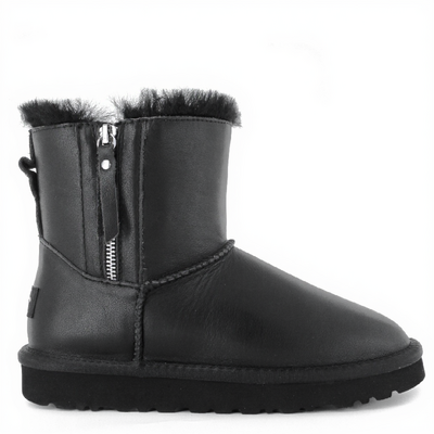 Mens Classic Mini Double Zip Metallic Black